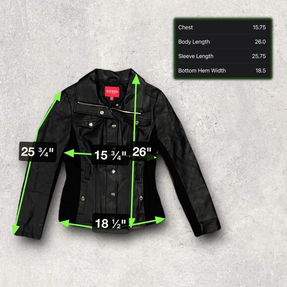 ★ Guess Y2K Quilted Black Slim Fit (Women’s) Faux Leather Jacket ★ - Picture 5 of 6